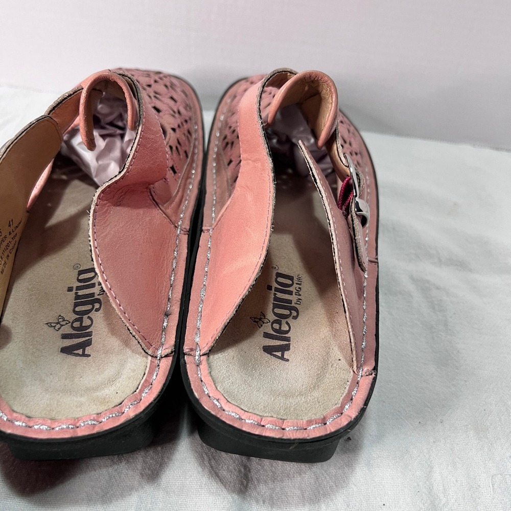 Alegria Dusty Rose Breeze ALG-635 Clogs Womens 10.5 Leather Floral Laser Cut - Picture 4 of 7